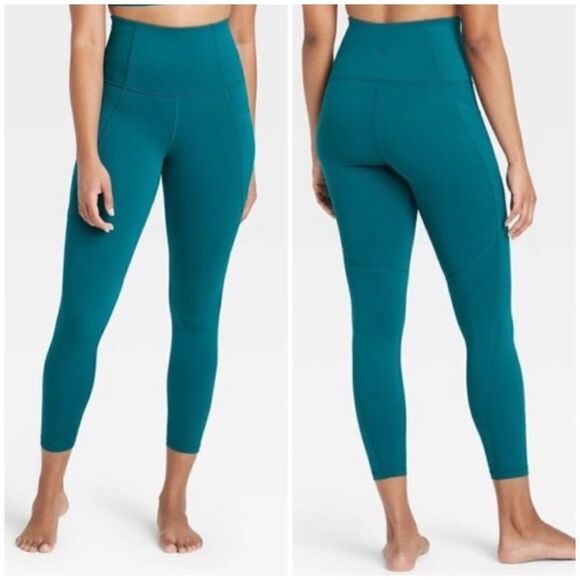 All in Motion Green Teal Leggings with Pockets - Picture 1 of 7